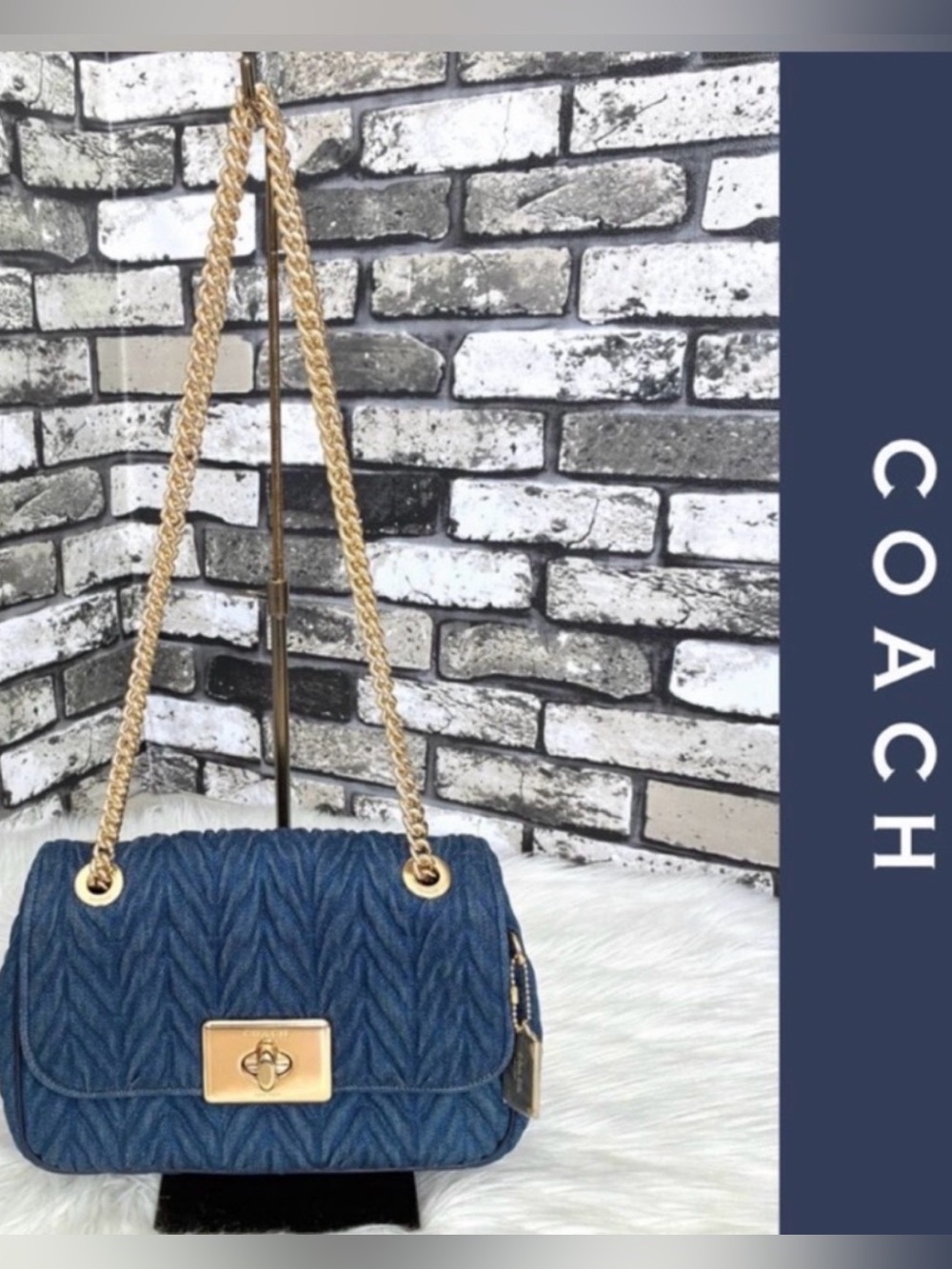 Coach Cassidy Quilted Denim 2 Way Bag w/ Turnlock EUC - Picture 3 of 13